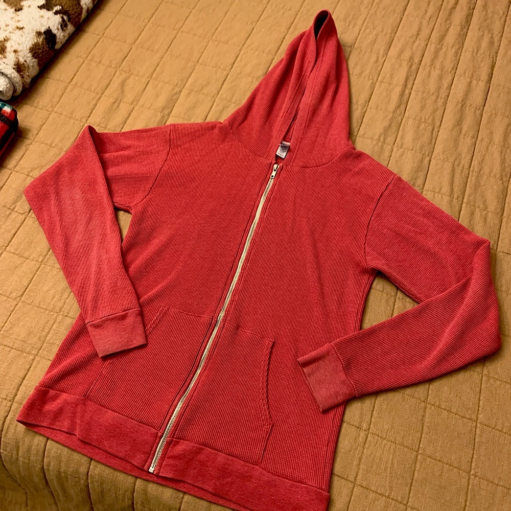 Waffle Textile Zip-up Hoodie